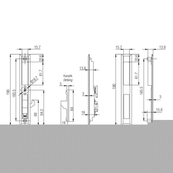 Broasca aluminiu pentru usa glisanta din aluminiu, Kale 302 - imagine 3