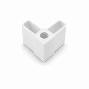Coltar teava rectangulara alb, dimensiune 20x40mm