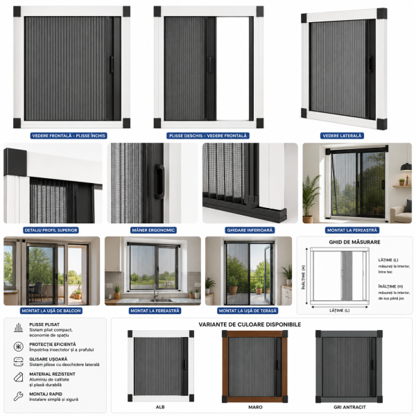 Plasa de tantari tip Plisse maro - imagine 2