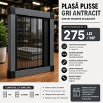 Plasa Plisse gri antracit premium