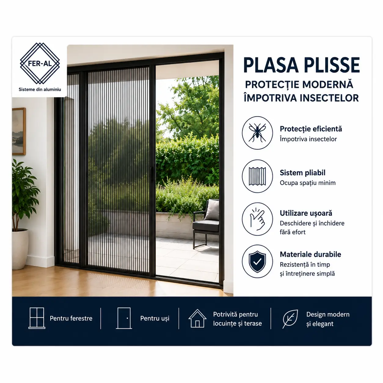 fdfe3c26-e49b-4f20-90a6-cf07d9ceb15a Plasă Plisse la Comandă – Gri Antracit RAL 7016 - imagine 1