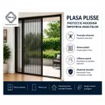 Plasă Plisse gri antracit pentru ușă – 1 canat economică