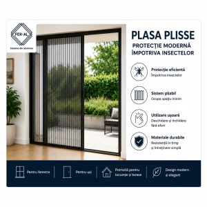 Plasă Plisse Fereastră Premium 1 Canat Gri Antracit