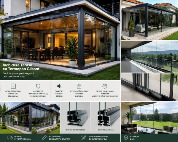 Sistem glisant din aluminiu pentru terase