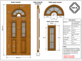 Desen tehnic panou ornamental stejar auriu cu geam 900 x 2000 x 24 mm