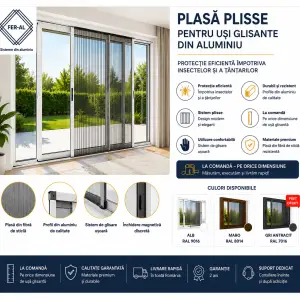 plasa plisse usi glisante aluminiu