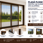 Plasă Plisse pentru Uși Glisante din Aluminiu – Maro RAL 8014