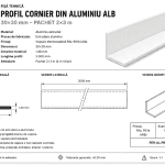 Fișă tehnică – cornier aluminiu alb 30×30 mm Fișă tehnică cornier aluminiu alb 30x30 RAL 9016