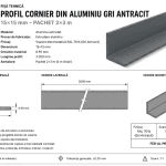 Fișă tehnică profil gri antracit 15 × 15 mm grosime 0,90 mm