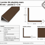 Fișă tehnică – cornier aluminiu maro 20×40 mm Fișă tehnică profil maro 20 × 40 mm grosime 1,42 mm