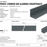 Fișă tehnică profil gri antracit 20 × 20 mm grosime 1,20 mm
