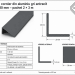 Fișă tehnică – cornier gri antracit 20×40 mm Fișă tehnică profil gri antracit 20 × 40 mm grosime 1,42 mm