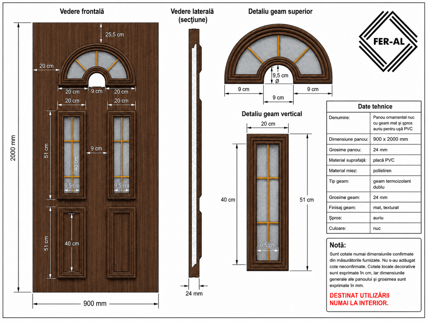 Fișă tehnică panou nuc model arcadă Fișă tehnică panou nuc model arcadă 900 × 2000 × 24 mm