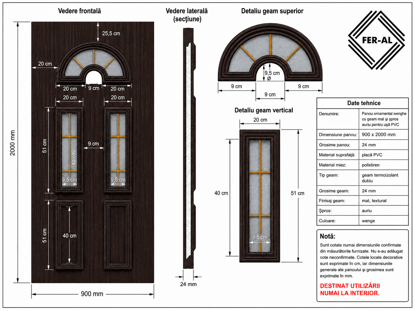 Fișă tehnică panou wenghe model arcadă Fișă tehnică panou wenghe model arcadă 900 × 2000 × 24 mm