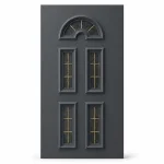Panou ornamental gri antracit cu 5 geamuri și șpros auriu – 900 × 2000 × 24 mm