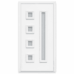 Panou ornamental alb cu geam mat pentru ușă PVC