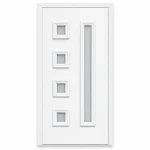 Panou ornamental alb cu geam mat pentru ușă PVC