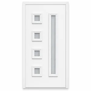Panou ornamental alb cu geam mat pentru ușă PVC