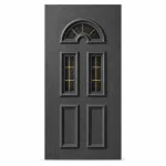 Panou ornamental gri antracit cu geam mat pentru ușă PVC