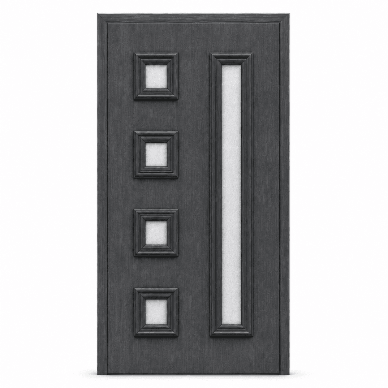 Panou ornamental gri antracit cu geam mat – 900 × 2000 × 24 mm Panou gri antracit cu geam mat pentru ușă PVC