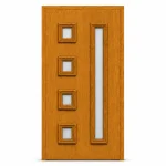 Panou ornamental stejar auriu cu geam mat pentru ușă PVC