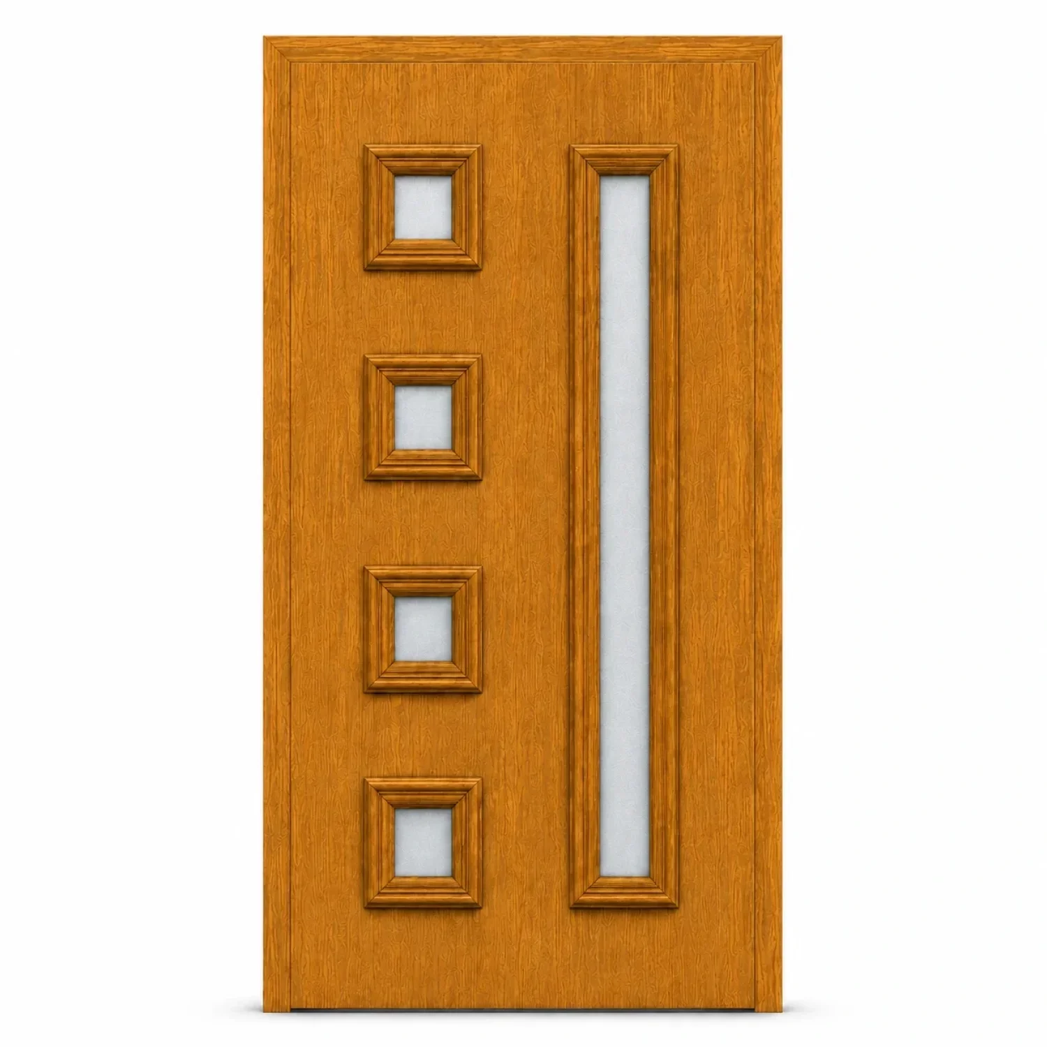 panou-ornamental-stejar-auriu-cu-geam-mat- Panou ornamental stejar auriu cu geam mat pentru ușă PVC