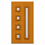 Panou ornamental stejar auriu cu geam mat pentru ușă PVC