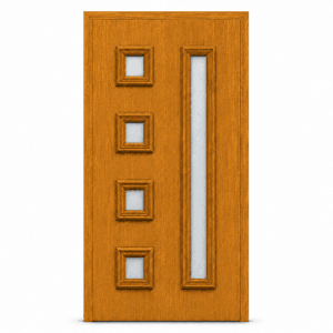 Panou ornamental stejar auriu cu geam mat pentru ușă PVC