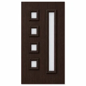 Panou ornamental wenghe cu geam mat pentru ușă PVC
