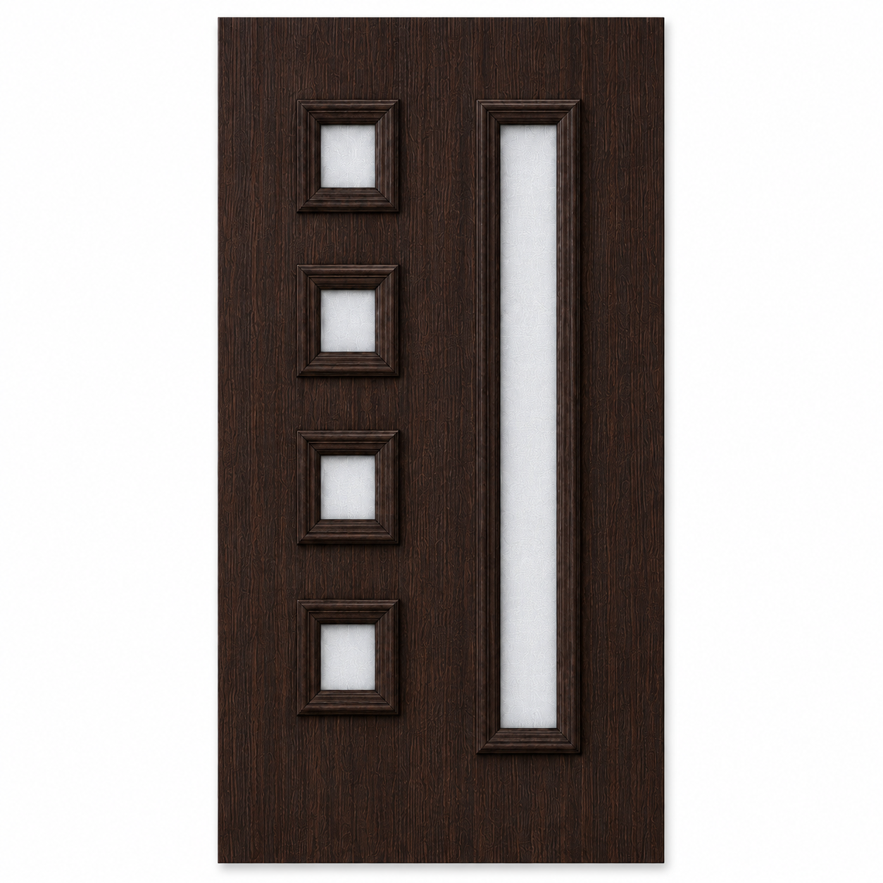 Panou ornamental wenghe cu geam mat – 900 × 2000 × 24 mm Panou ornamental wenghe cu geam mat pentru ușă PVC