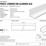 Fișă tehnică cornier aluminiu alb 20x20 RAL 9016
